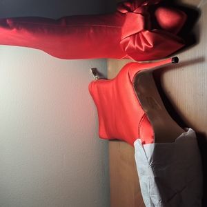 Satin Red Boot with bow